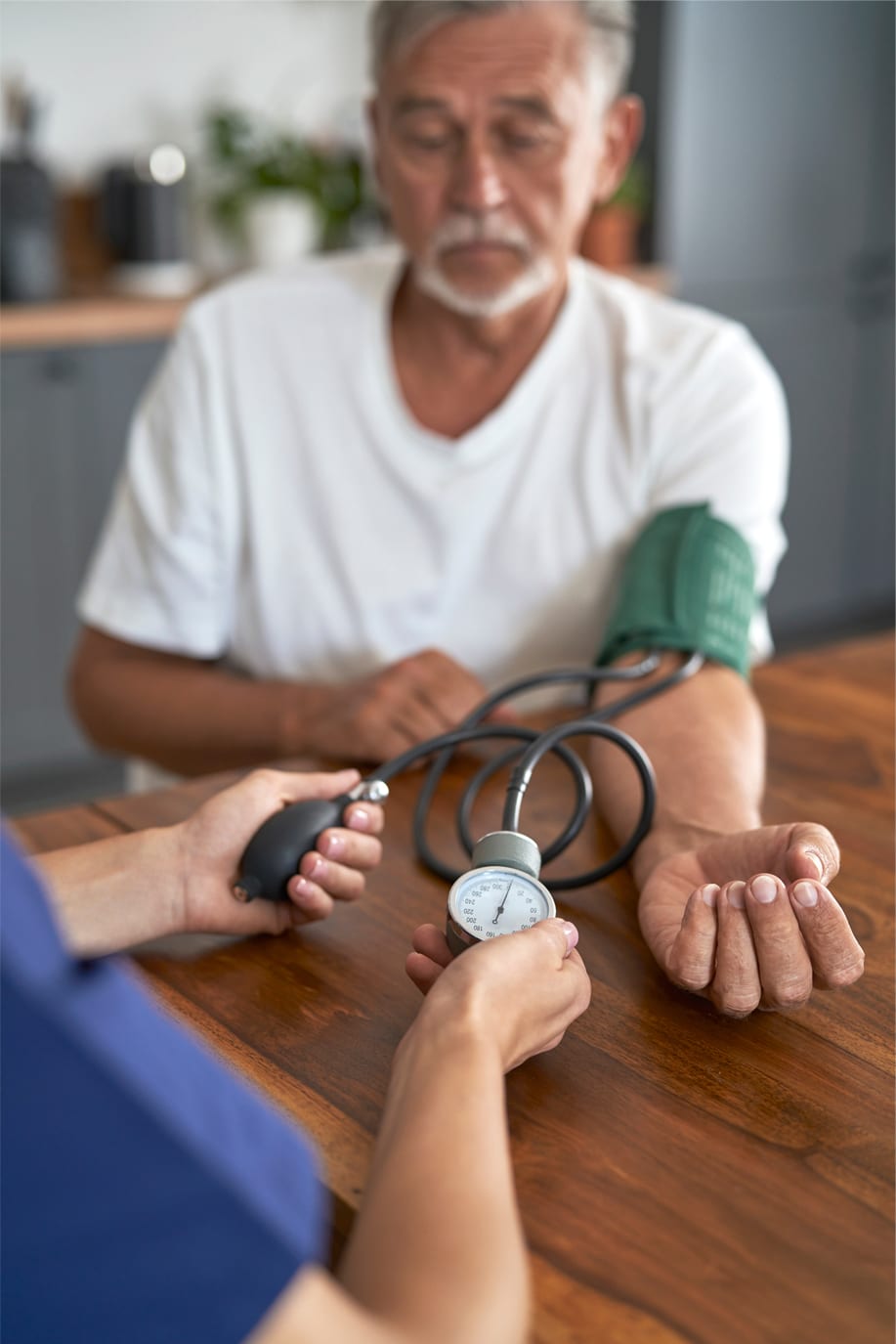 Homeless Man Getting Blood Pressure Checked